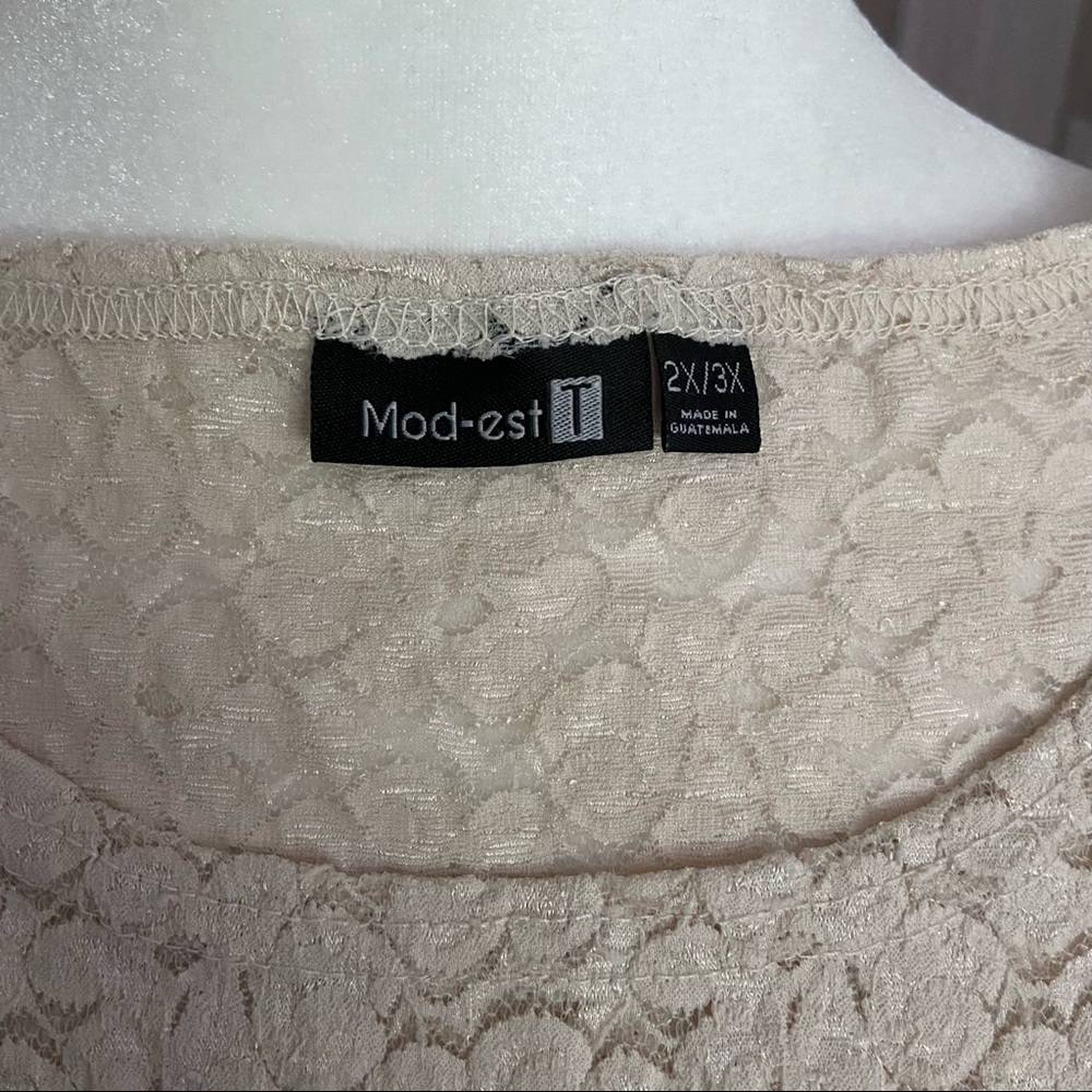 Neutral Lace Crop Shell Top - Women's Beige - Picture 4 of 4